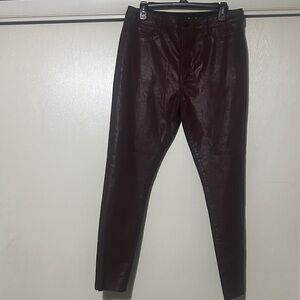 Articles Of Society Burgundy Faux Leather Skinny Pants